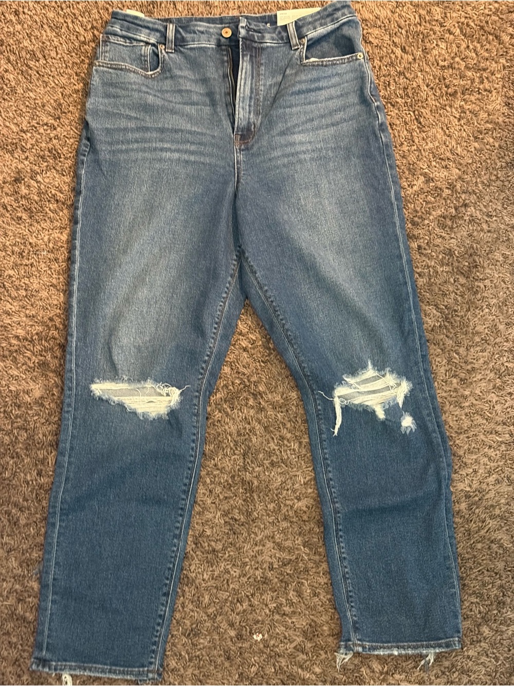 American Eagle Outfitters Medium Blue Distressed Mom Jeans